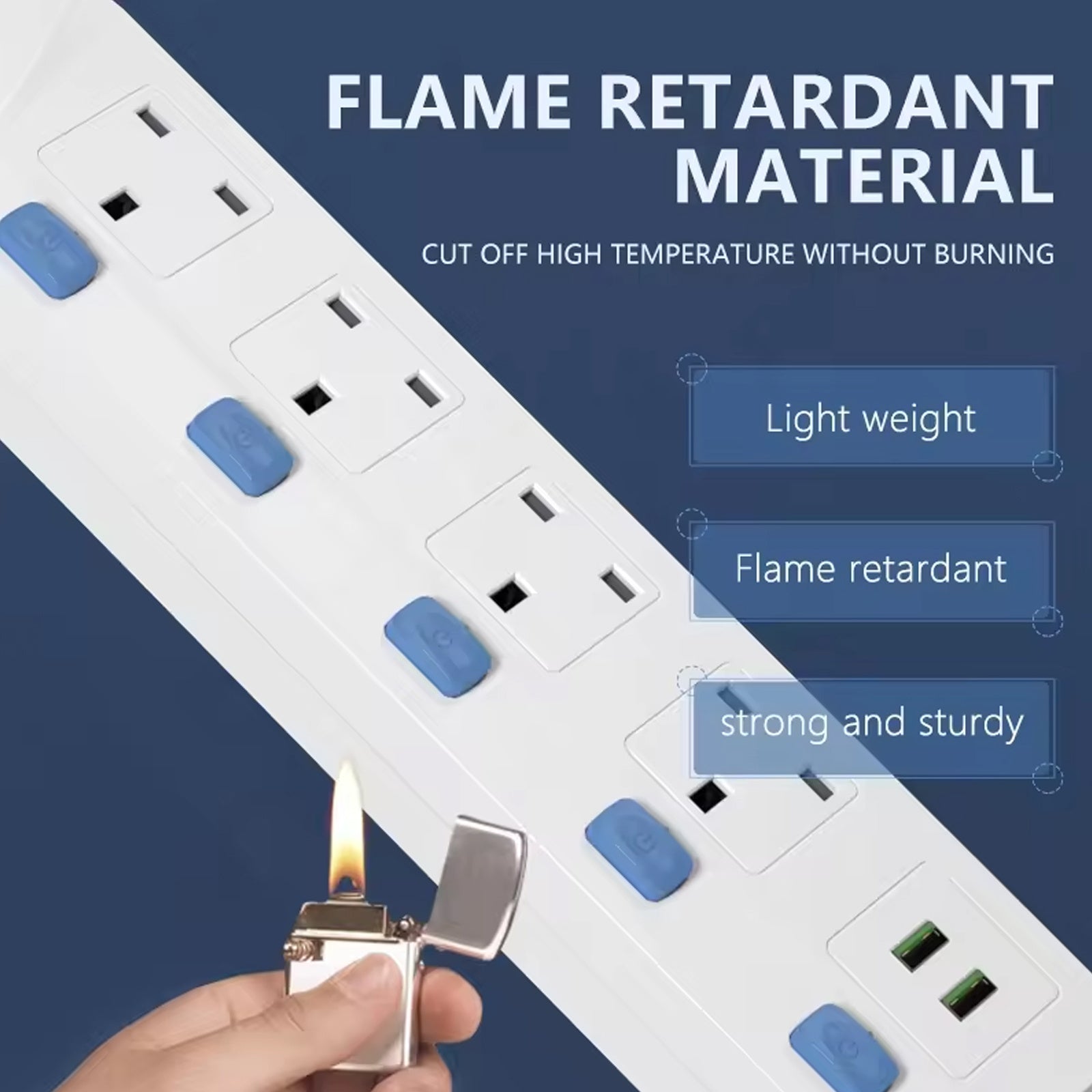 Protected Extension Lead 4 Gang With 2 USB